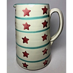Vtg Ceramiche Nicola Fasano CNF Grottaglie Italy Stars Stripes Pottery Pitcher